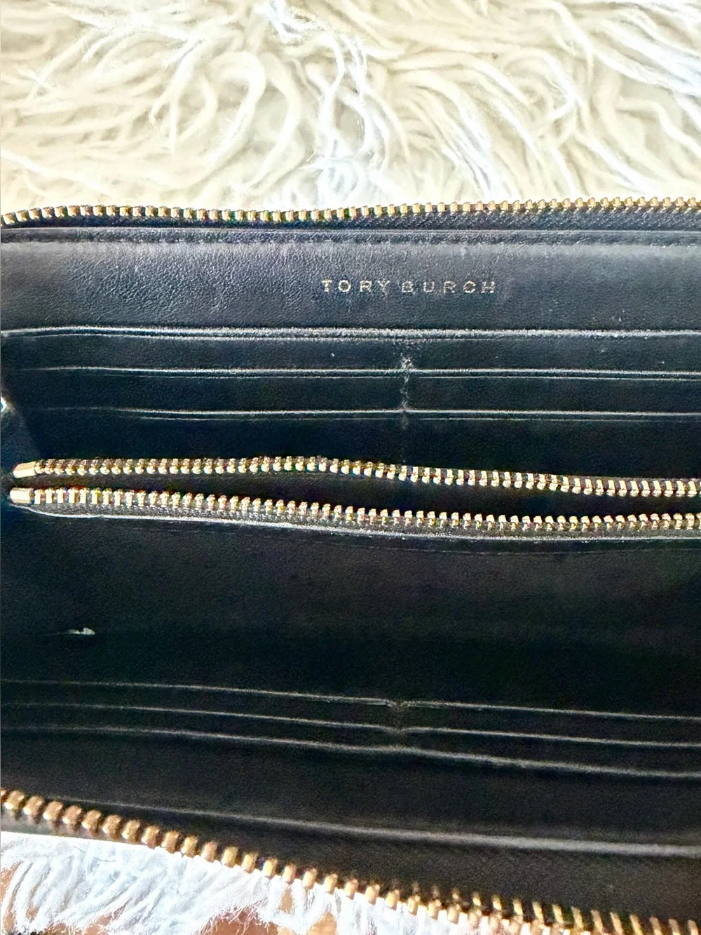 Tory Burch Black Quilted Leather Zip Around Continental Long Wallet